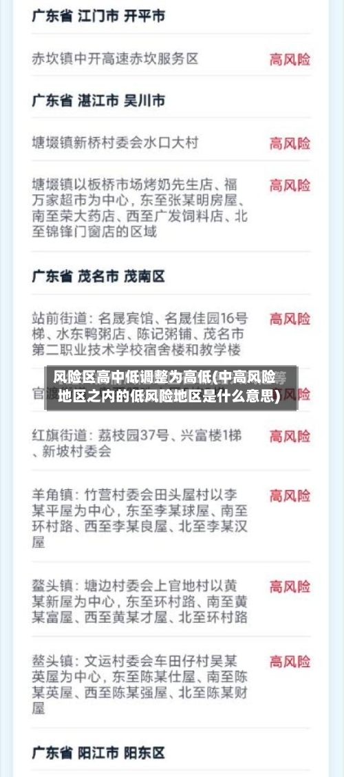 风险区高中低调整为高低(中高风险地区之内的低风险地区是什么意思)
