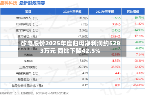 矽电股份2025年度归母净利润约5283万元 同比下降42.5%-第2张图片