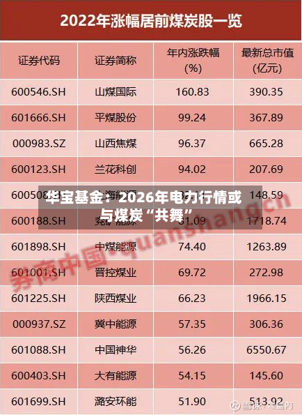 华宝基金：2026年电力行情或与煤炭“共舞”-第2张图片