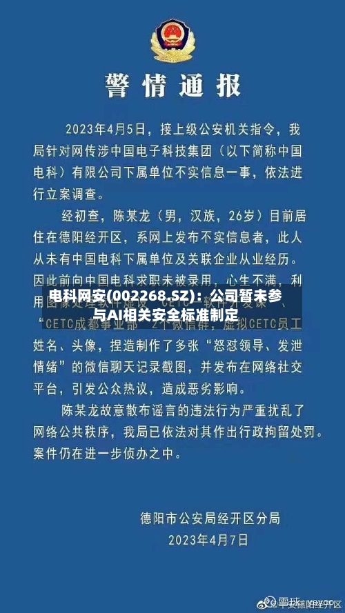 电科网安(002268.SZ)：公司暂未参与AI相关安全标准制定