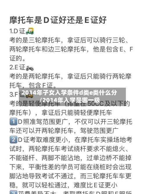 2014年子女入学条件d类e类什么分/2014年入学是哪一级