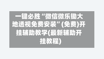一键必胜“微信微乐锄大地透视免费安装”(免费)开挂辅助教学(最新辅助开挂教程)-第2张图片