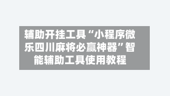 辅助开挂工具“小程序微乐四川麻将必赢神器”智能辅助工具使用教程-第3张图片