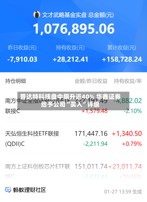 普达特科技盘中飙升近40% 华鑫证券给予公司“买入	”评级-第2张图片