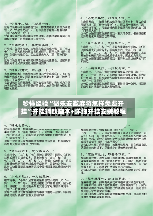 秒懂经验“微乐安徽麻将怎样免费开挂”开挂辅助脚本+详细开挂安装教程-第2张图片