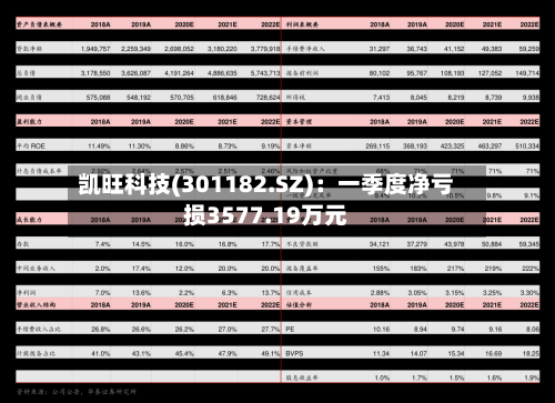凯旺科技(301182.SZ)：一季度净亏损3577.19万元
