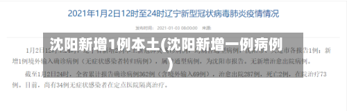 沈阳新增1例本土(沈阳新增一例病例)