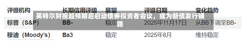 英特尔财报超预期后启动债券投资者会议，或为新债发行铺路