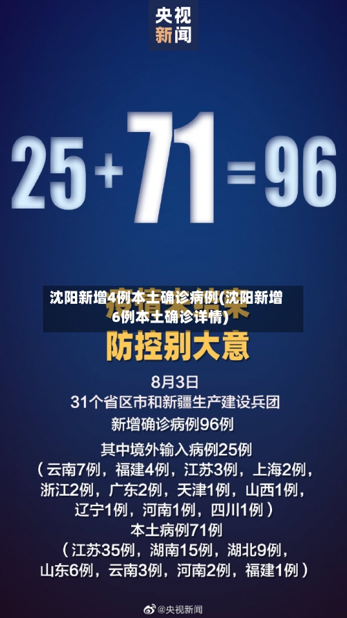 沈阳新增4例本土确诊病例(沈阳新增6例本土确诊详情)