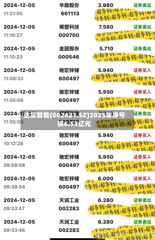 达实智能(002421.SZ)2025年净亏损6.53亿元