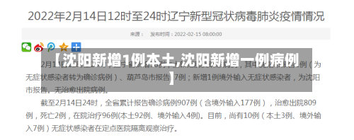 【沈阳新增1例本土,沈阳新增一例病例】-第3张图片