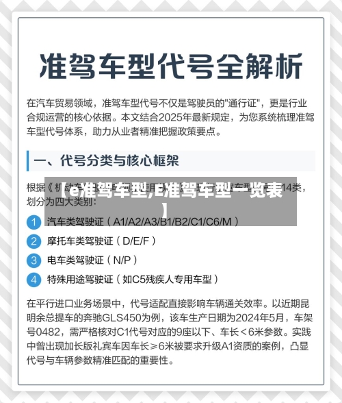 【e准驾车型,E准驾车型一览表】-第2张图片