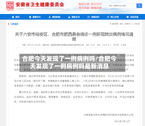 合肥今天发现了一例病例吗/合肥今天发现了一例病例吗最新消息-第3张图片