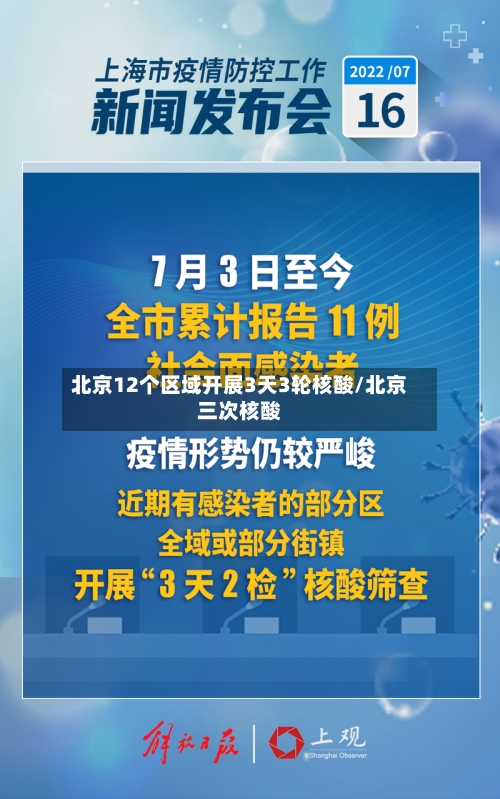 北京12个区域开展3天3轮核酸/北京三次核酸