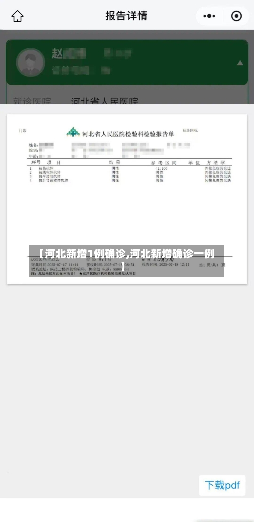 【河北新增1例确诊,河北新增确诊一例】