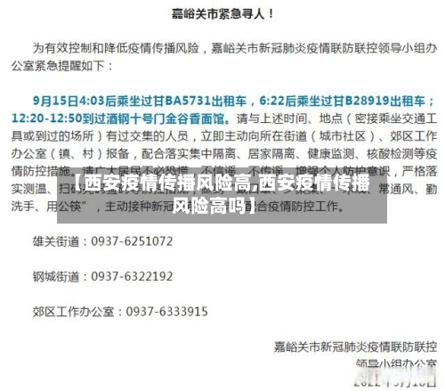 【西安疫情传播风险高,西安疫情传播风险高吗】
