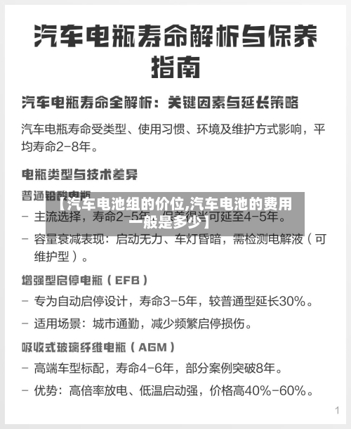 【汽车电池组的价位,汽车电池的费用一般是多少】