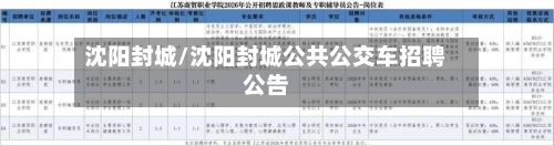 沈阳封城/沈阳封城公共公交车招聘公告-第2张图片