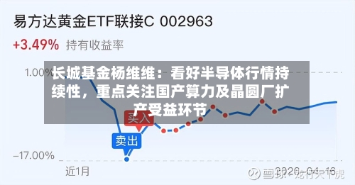 长城基金杨维维：看好半导体行情持续性，重点关注国产算力及晶圆厂扩产受益环节