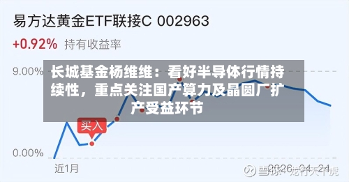 长城基金杨维维：看好半导体行情持续性	，重点关注国产算力及晶圆厂扩产受益环节-第2张图片