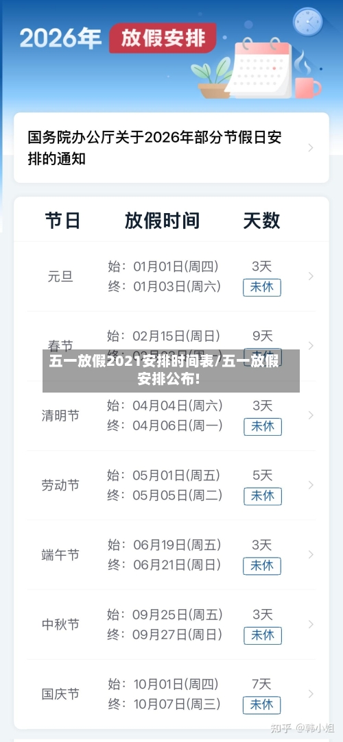 五一放假2021安排时间表/五一放假安排公布!-第3张图片