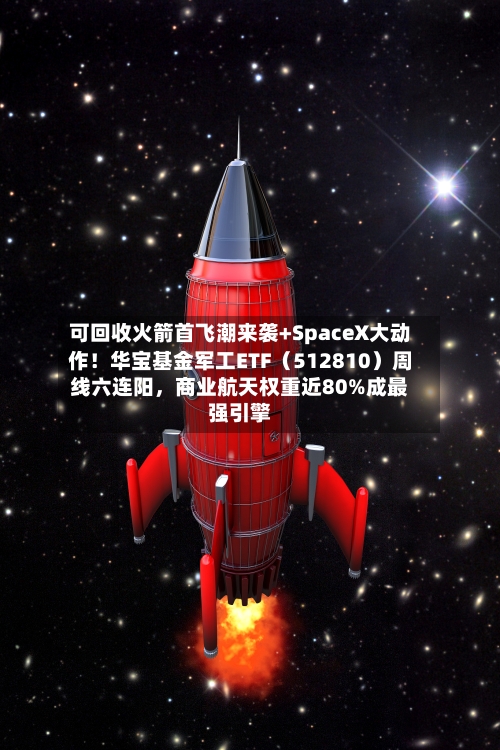 可回收火箭首飞潮来袭+SpaceX大动作！华宝基金军工ETF（512810）周线六连阳，商业航天权重近80%成最强引擎