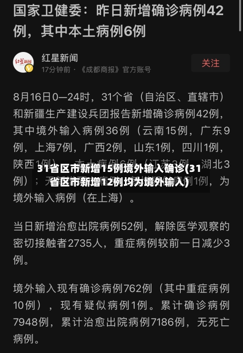 31省区市新增15例境外输入确诊(31省区市新增12例均为境外输入)-第2张图片