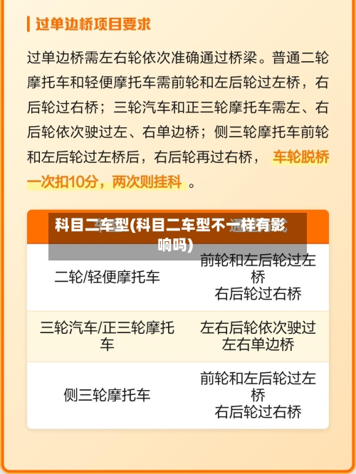 科目二车型(科目二车型不一样有影响吗)