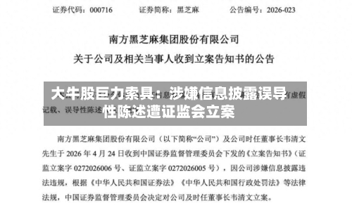 大牛股巨力索具：涉嫌信息披露误导性陈述遭证监会立案-第3张图片
