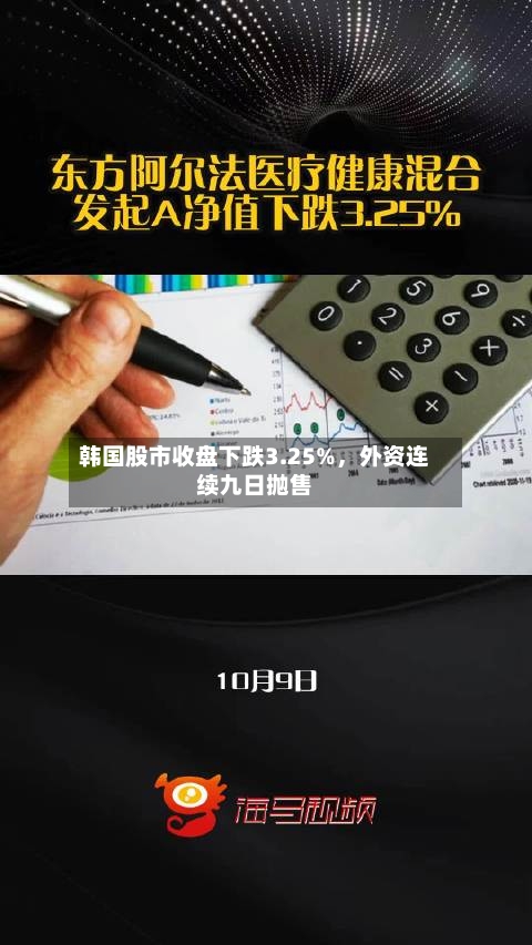 韩国股市收盘下跌3.25%，外资连续九日抛售