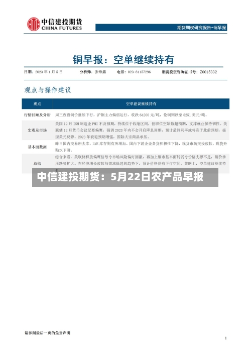 中信建投期货：5月22日农产品早报-第2张图片