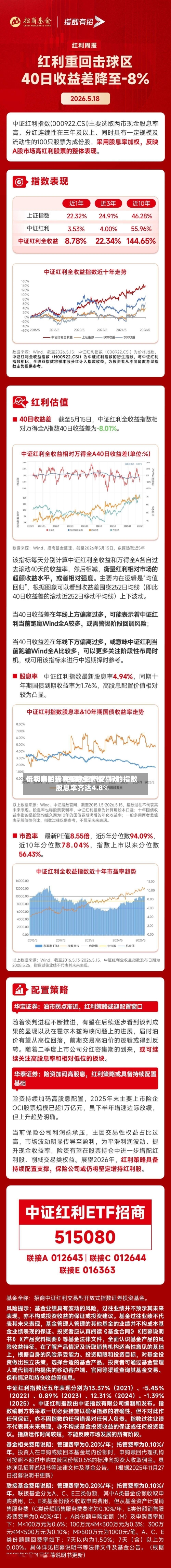 低利率时代高股息资产受喜欢！华泰柏瑞“红利全家桶”标的指数股息率齐达4.8%