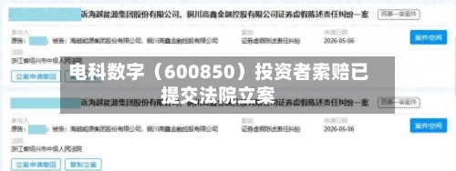 电科数字（600850）投资者索赔已提交法院立案-第3张图片